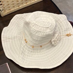 San Diego Hat Company Cream Wide-Brim Sun Hat with Bead Trim
